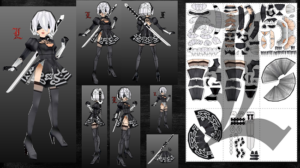 2bnier - Nier Automata 2B Low Poly Paper craft