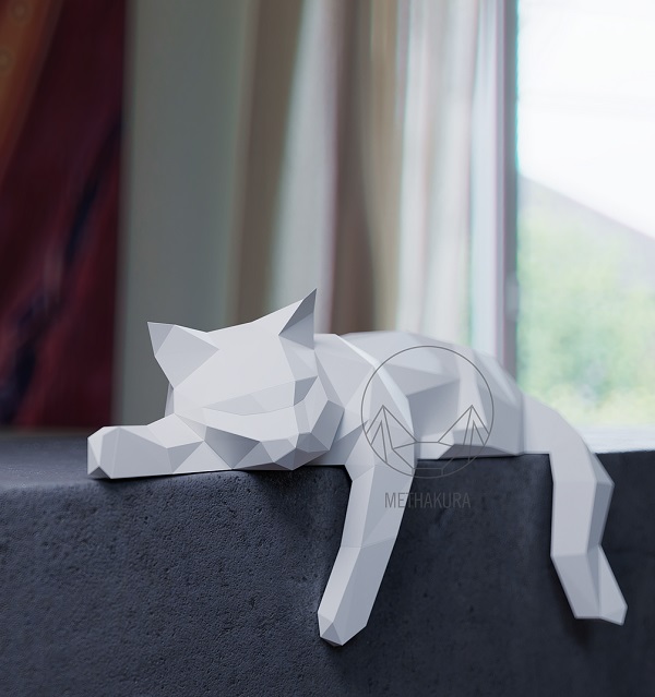 Resting Cat Paper craft