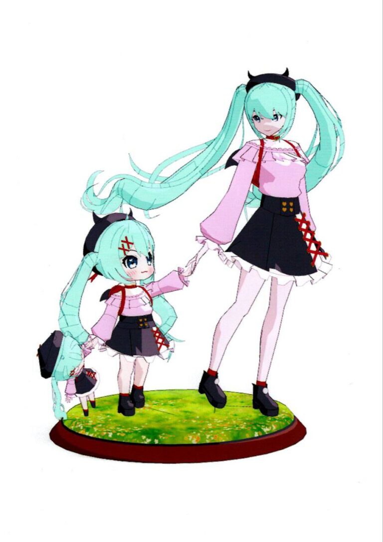 hatsune miku and chibi miku