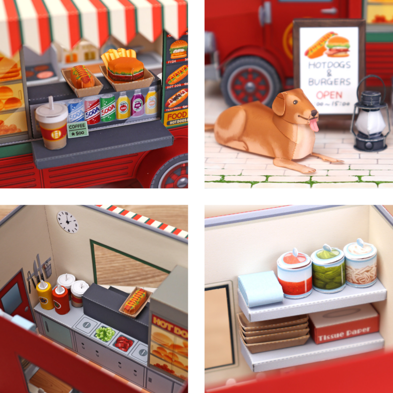 Hot Dog Food Truck Diorama Papercraft hot dog food truck diorama 2