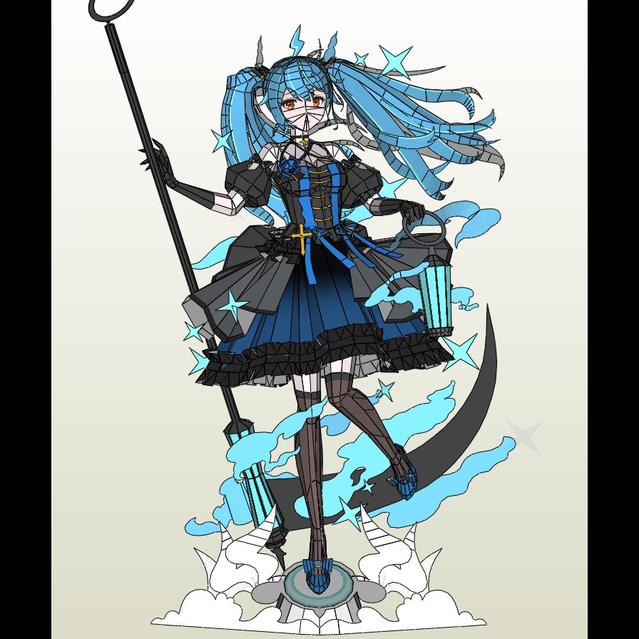 Hatsune Miku Tarot Death Papercraft 1